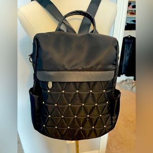 Argyle Quilted Backpack Purse, Studded Decor, 2-way Anti-theft Shoulder Bag